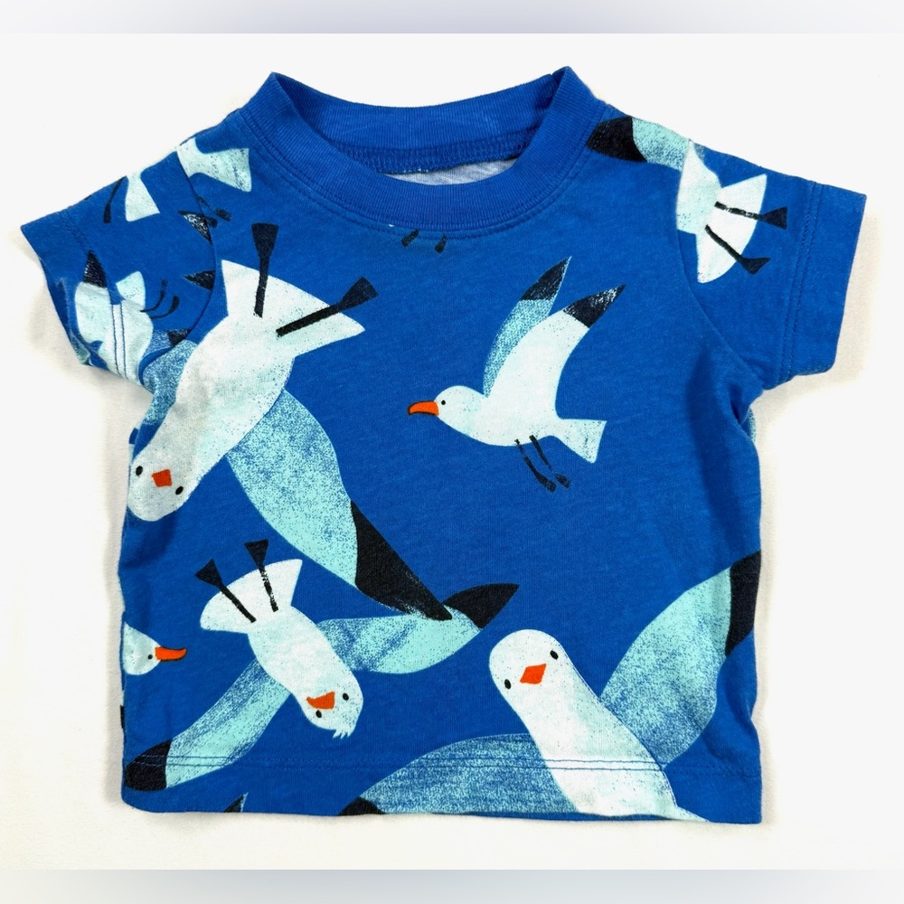 CARTER’S Baby Boys’ Blue Seagull Short Sleeve T-Shirt Coastal Bird Beach Size 3M